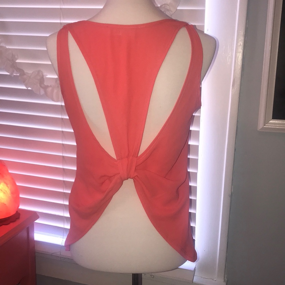 Coral Sleeveless Blouse w/ Fun Drapey Back